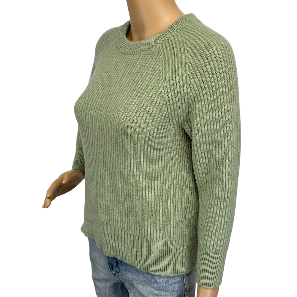 J. Crew Ribbed Pure Cashmere Oversized Crewneck Sweater Green BB402 Size XS - Picture 4 of 12